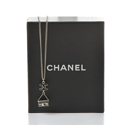 Chanel Enamel Pearl CC Bag Drop Necklace Black Gold 6 of 6