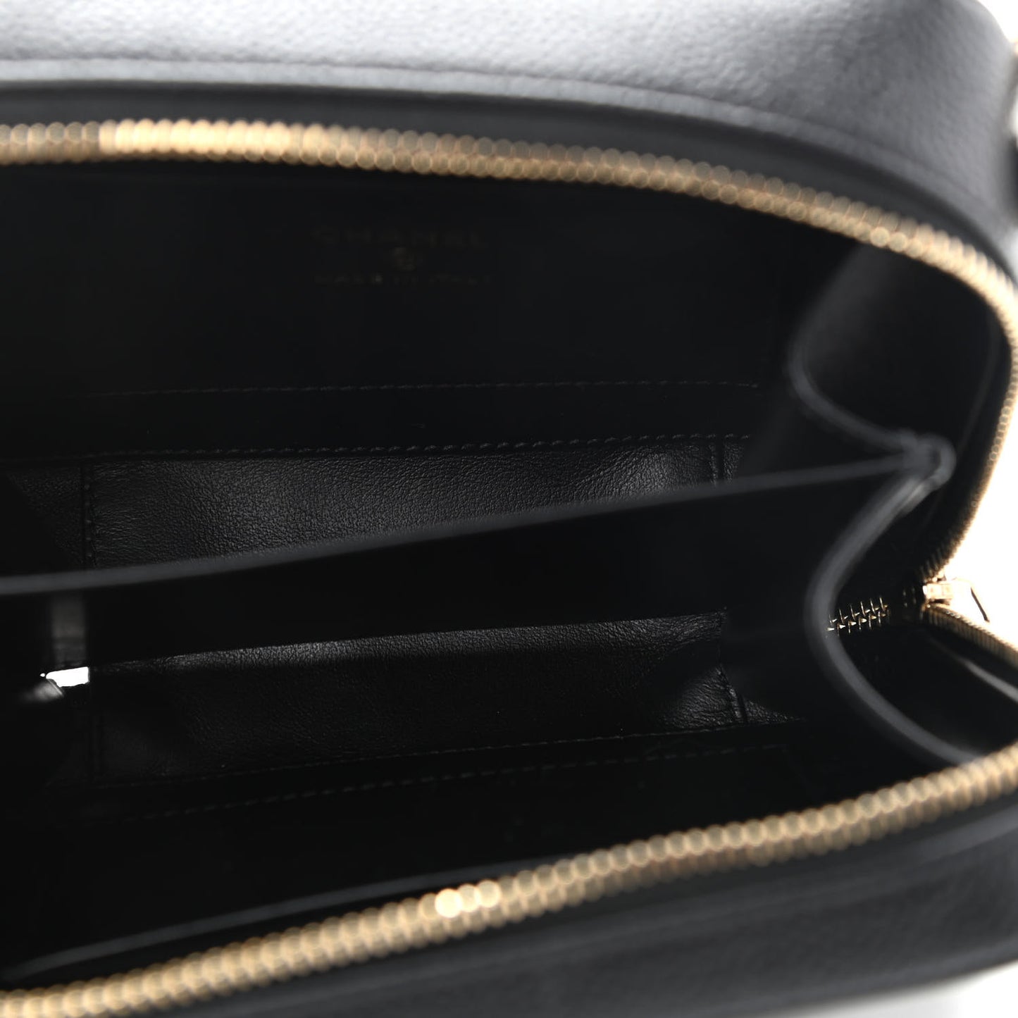 Caviar Quilted CC Filigree Vanity Clutch With Chain Black