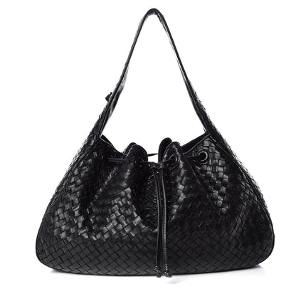 Bottega Veneta Nappa Intrecciato Drawstring Hobo Bag Black 1 of 15