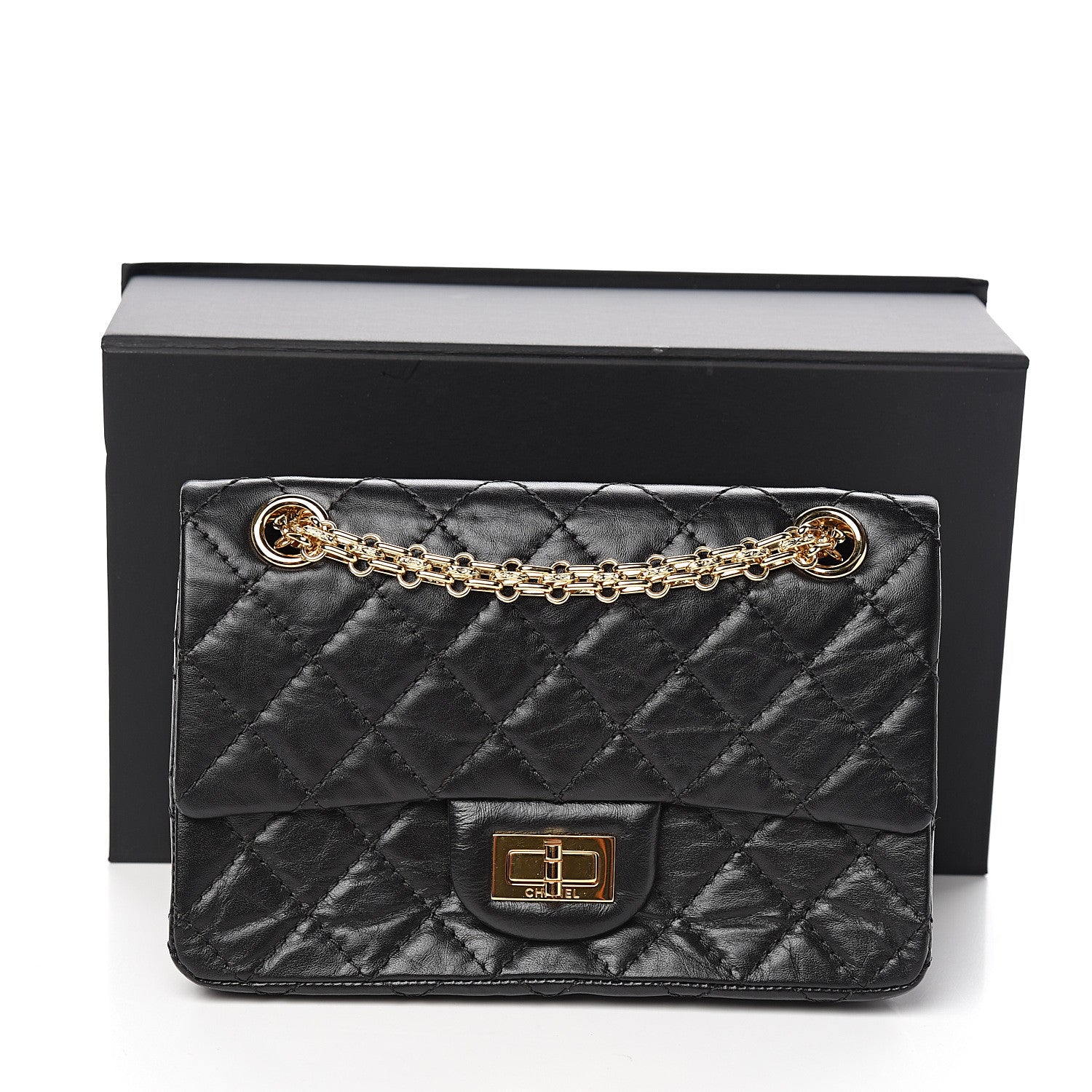 Chanel Aged Calfskin Quilted 2.55 Reissue Mini Flap Black 10 of 10