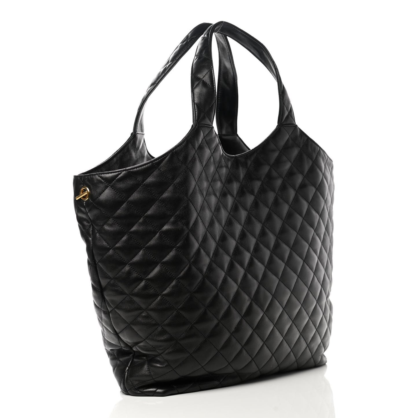 Lambskin Quilted Maxi Icare Shopping Tote Black