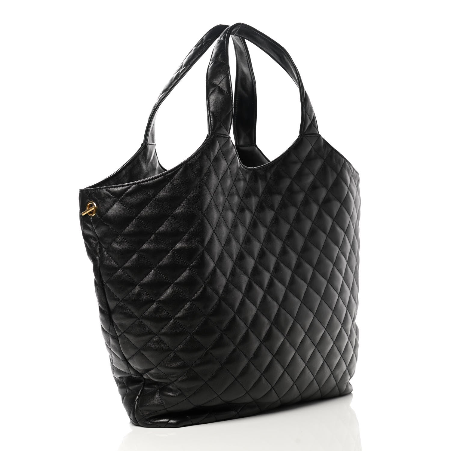 Saint Laurent Lambskin Quilted Maxi Icare Shopping Tote Black 4 of 11
