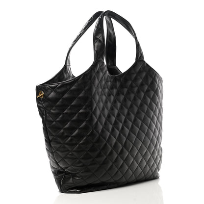 Saint Laurent Lambskin Quilted Maxi Icare Shopping Tote Black 4 of 11