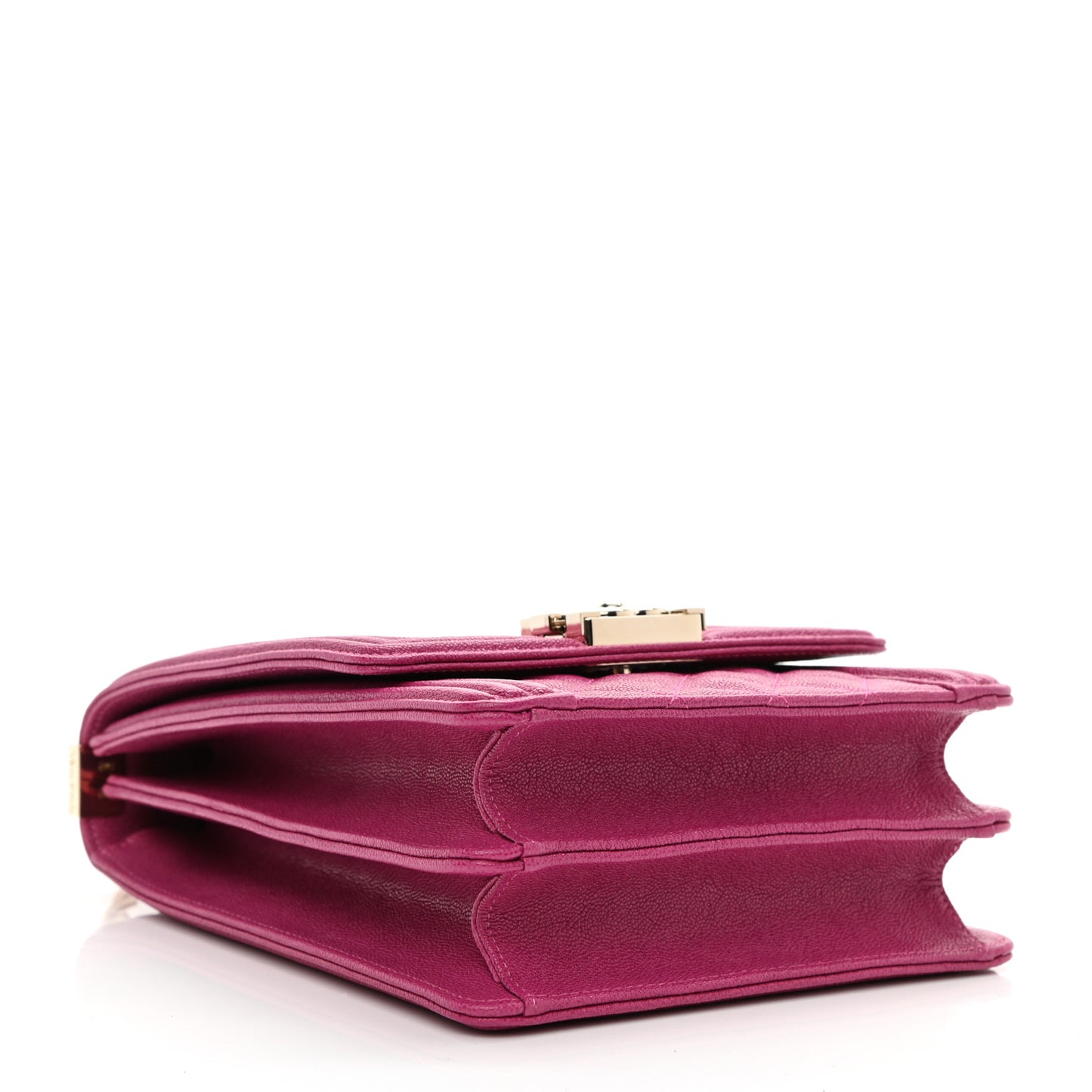 Caviar Quilted North South Boy Flap Fuchsia