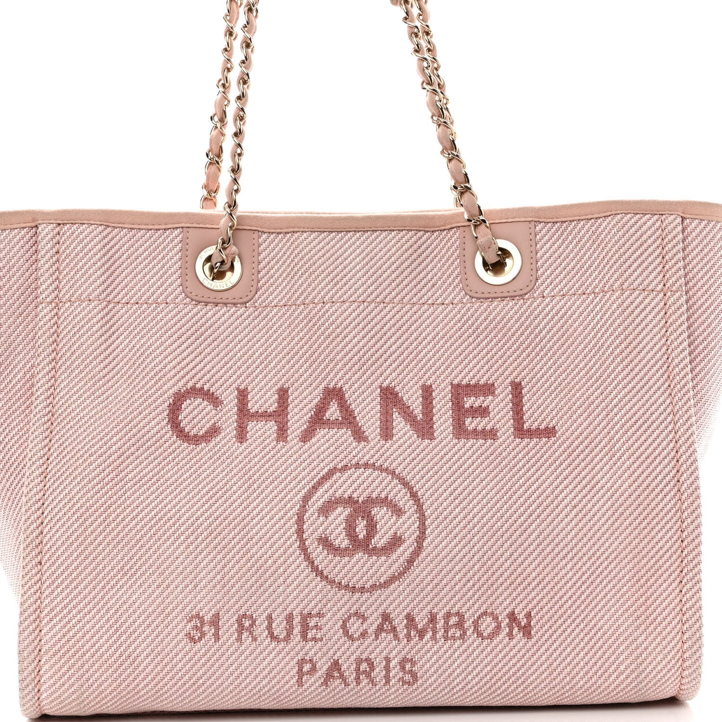 Mixed Fibers Calfskin Small Deauville Tote Rose Pink