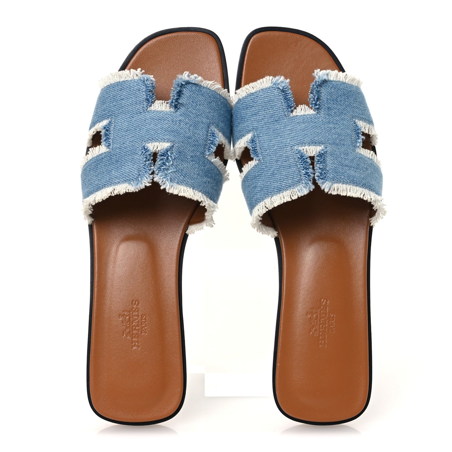 Denim Oran Fringe Sandals 39 Bleu Clair