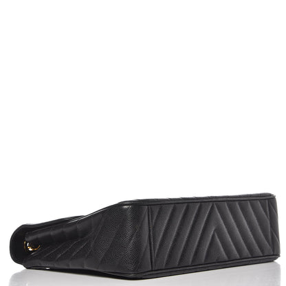 Chanel Caviar Chevron Quilted Maxi Single Flap Black 5 of 10
