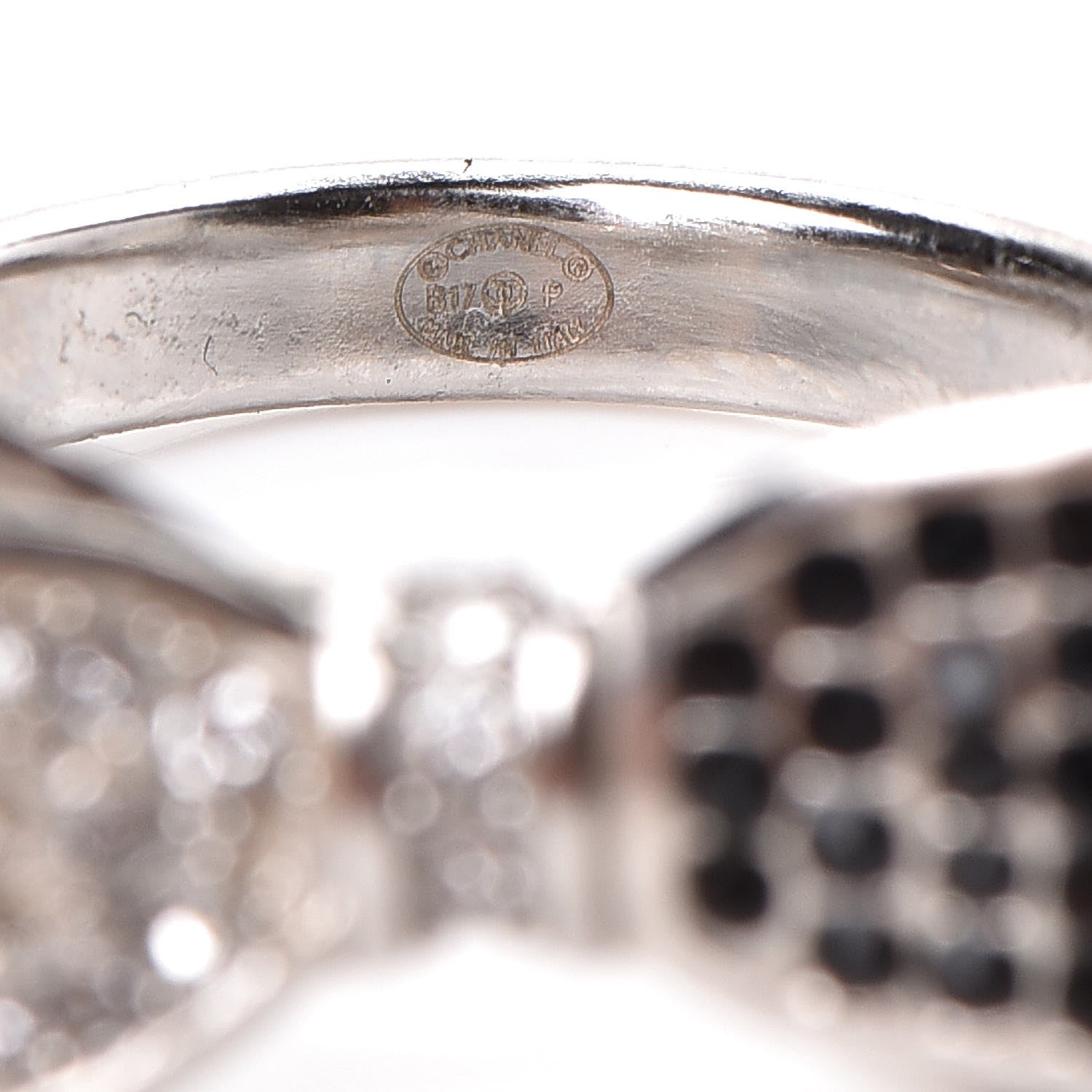 Chanel Crystal Bow Ring 6 Black Silver 4 of 5