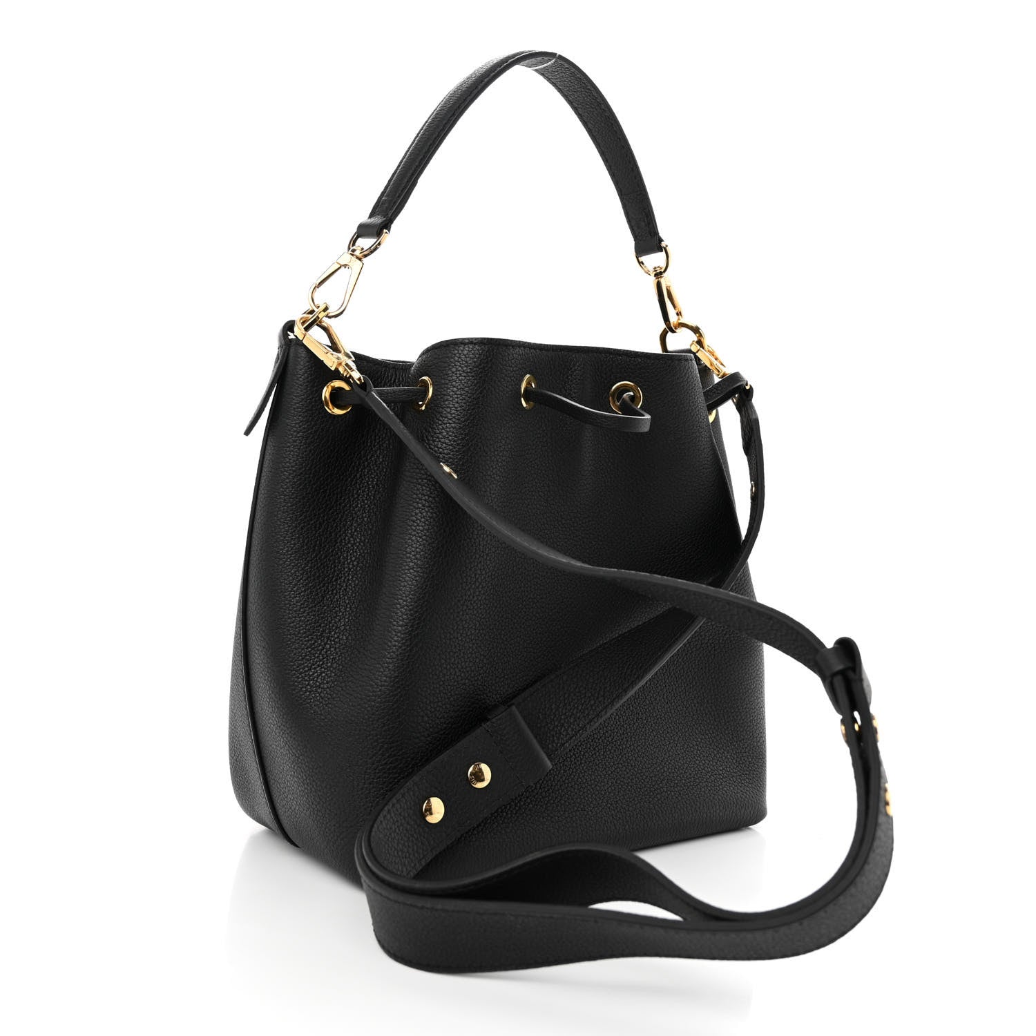 Louis Vuitton Calfskin Lockme Bucket MM Black 3 of 9