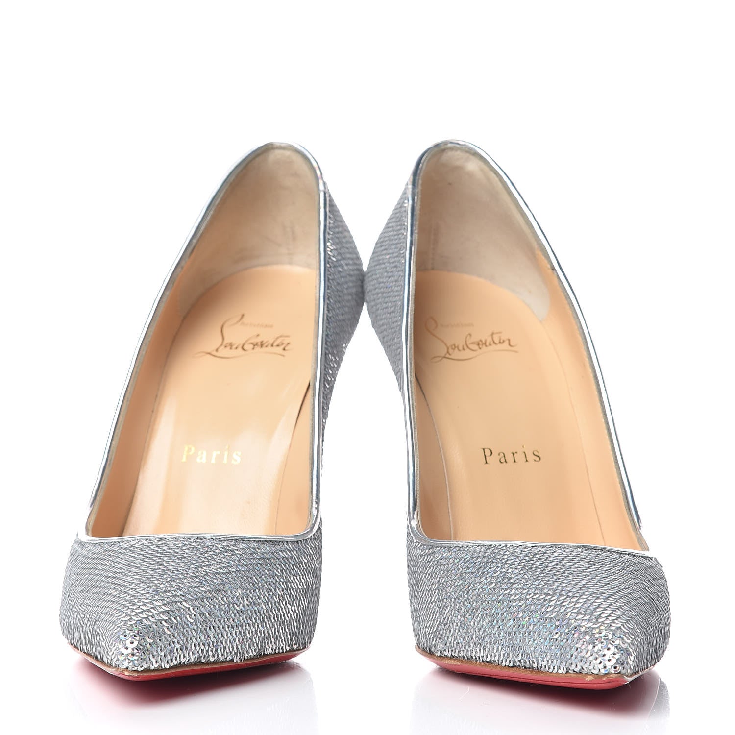 Christian Louboutin Sequin Pigalle Follies 100 Pumps 36 Silver 5 of 9