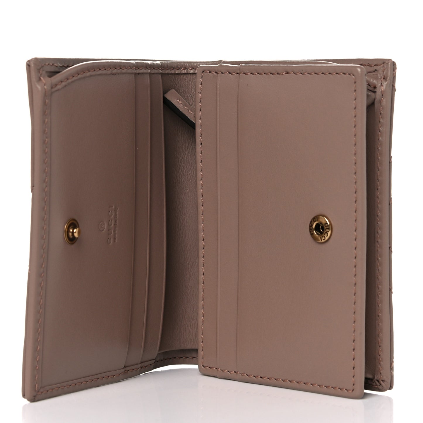 Calfskin Matelasse GG Marmont Card Case Wallet Porcelain Rose