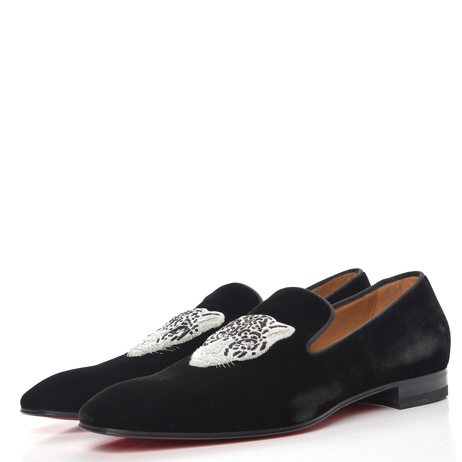 Christian Louboutin Mens Velvet Brode Dandeleo Flat Loafers 42 Black 3 of 10