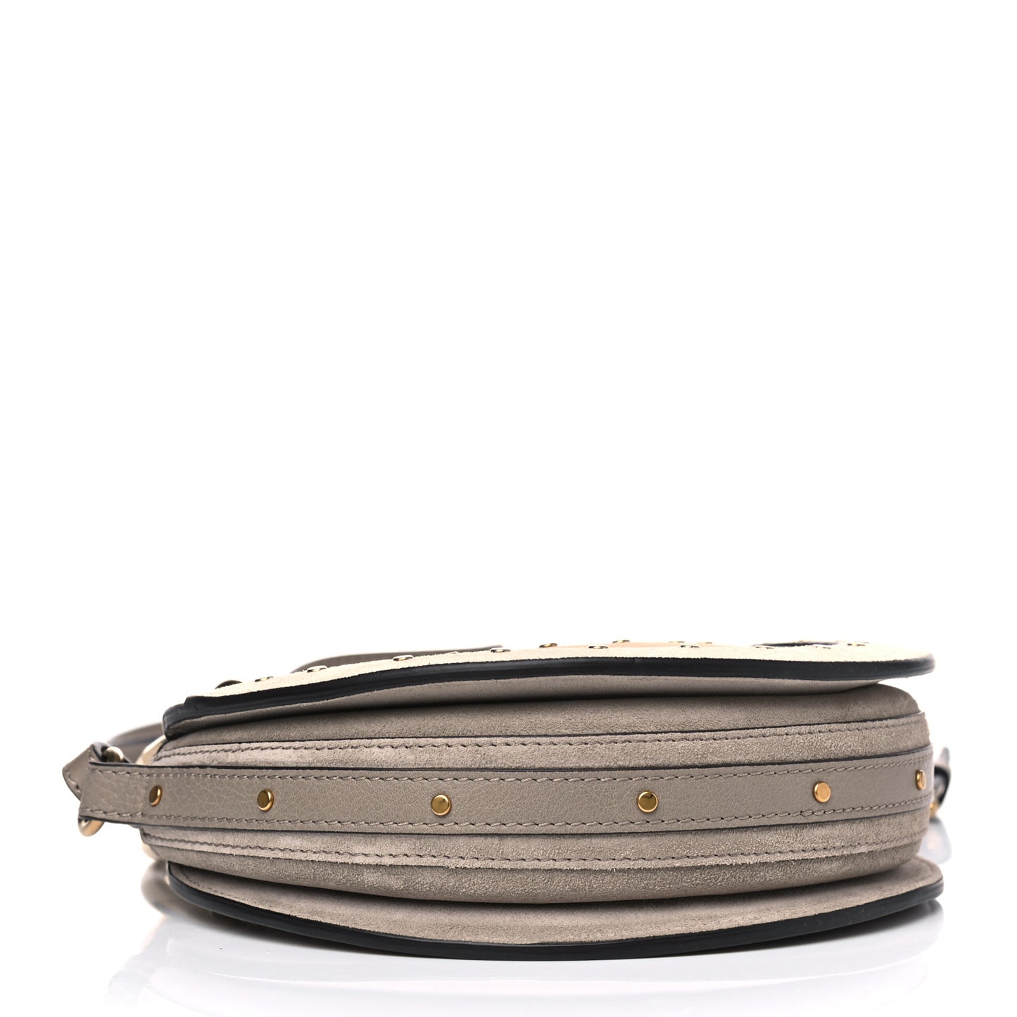 Smooth Calfskin Suede Patchwork Studded Small Pixie Bag Motty Grey