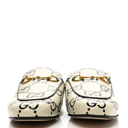 Gucci Azalea Calfskin GG Monogram Bi-Color Debossed Womens Princetown Slippers 40.5 Mystic White Black 2 of 9