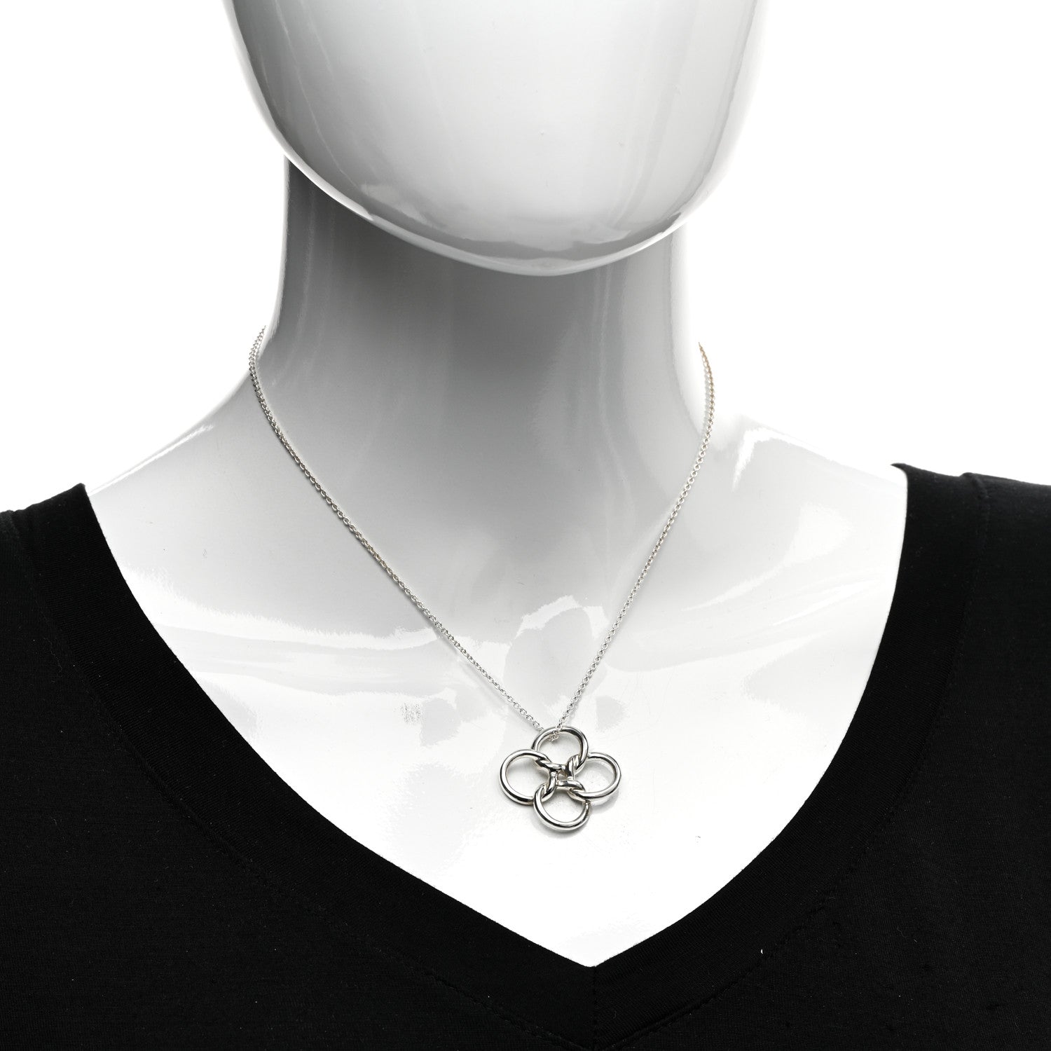 Tiffany Sterling Silver Elsa Peretti Quadrifoglio Pendant Necklace 2 of 4