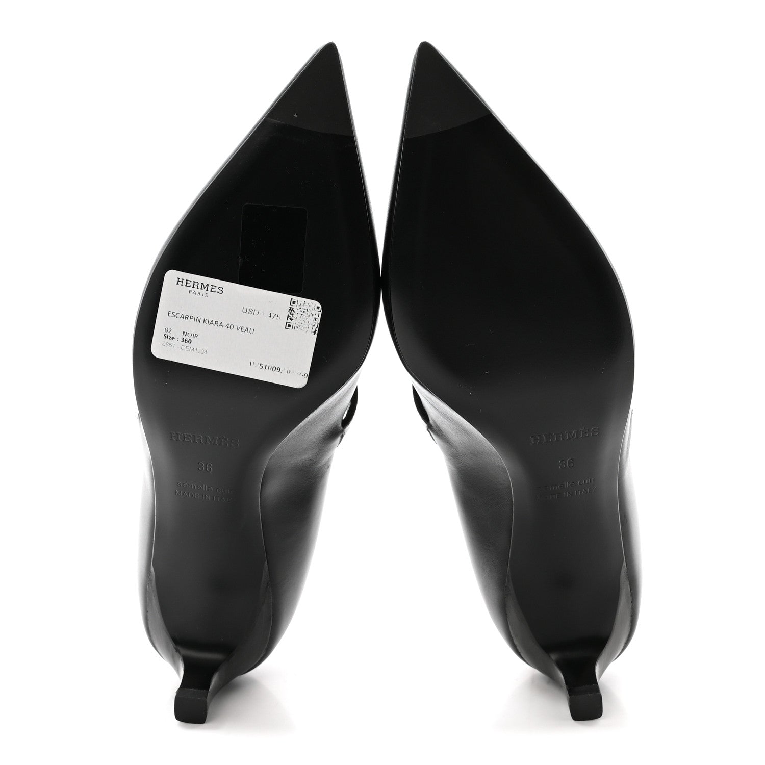 Hermes Calfskin Kiara 40 Pumps 36 Black 6 of 9