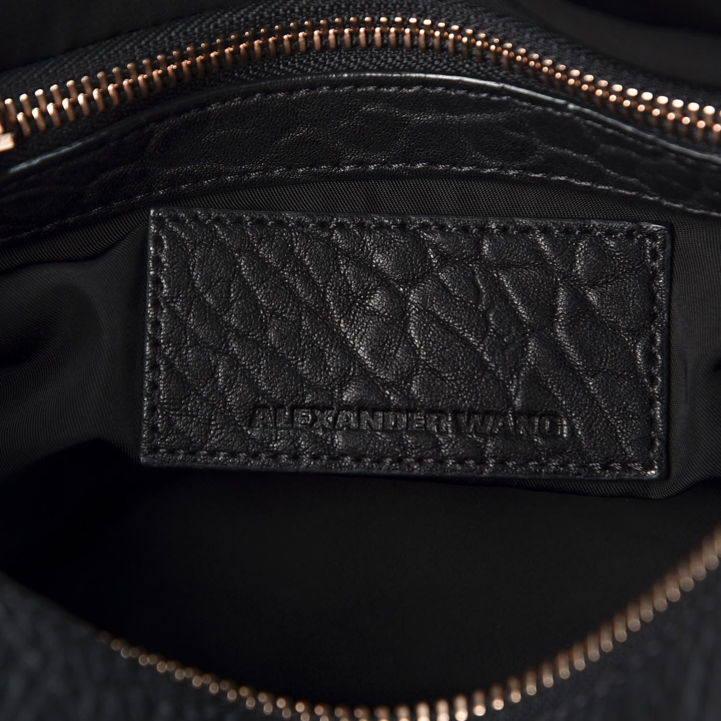 Pebbled Lambskin Rocco Black Rose Gold Hardware