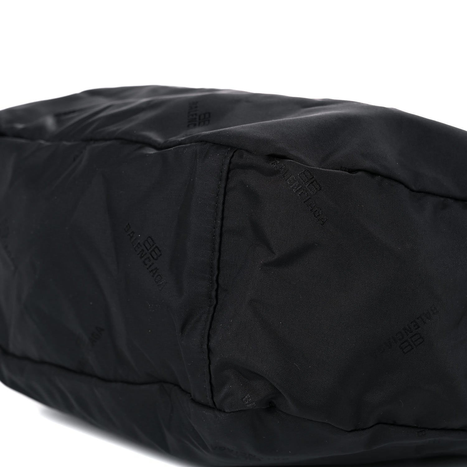 Balenciaga Recycled Sport Nylon Logo Embroidered Large Wheel Sling Bag Black White 10 of 11