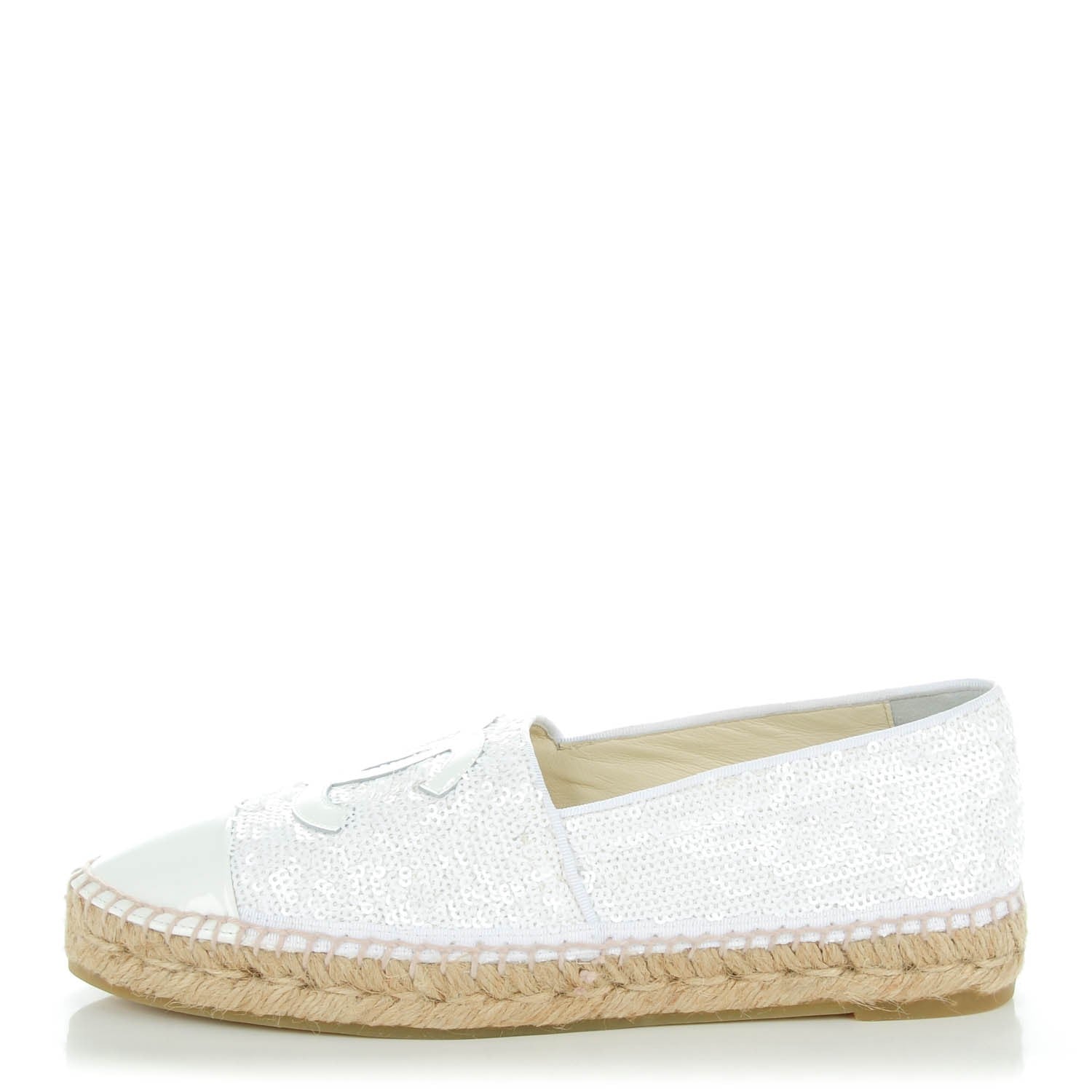 Chanel Patent Sequin CC Espadrilles 39 White 1 of 9