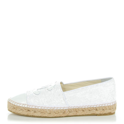 Chanel Patent Sequin CC Espadrilles 39 White 1 of 9