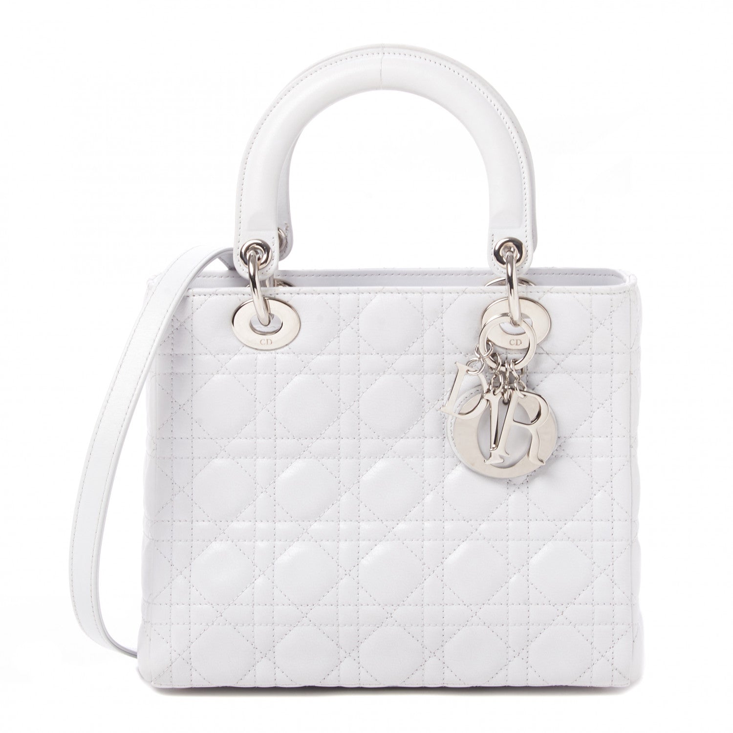 Christian Dior Lambskin Cannage Medium Lady Dior White 1 of 10