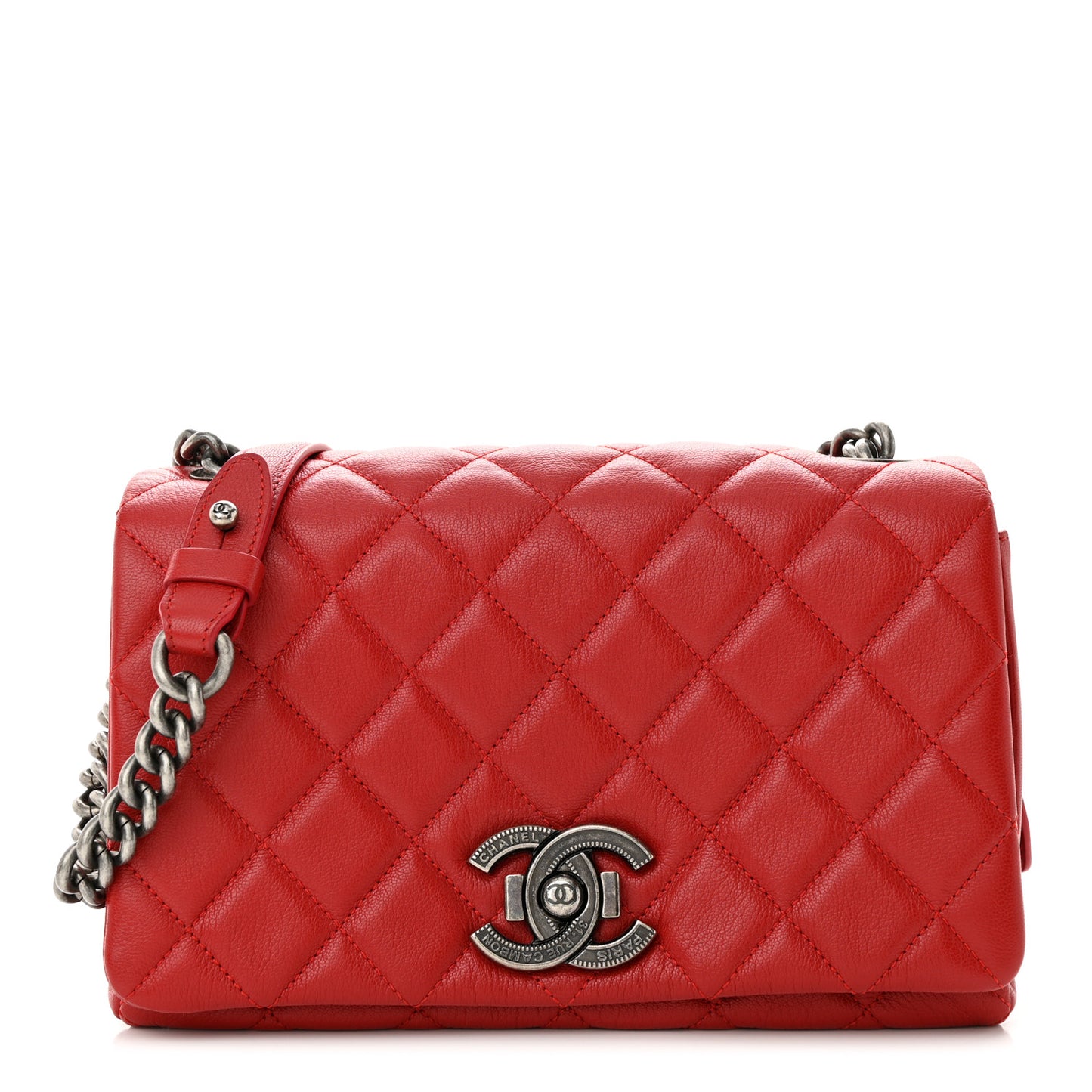 Goatskin Quilted Medium City Rock Flap Red