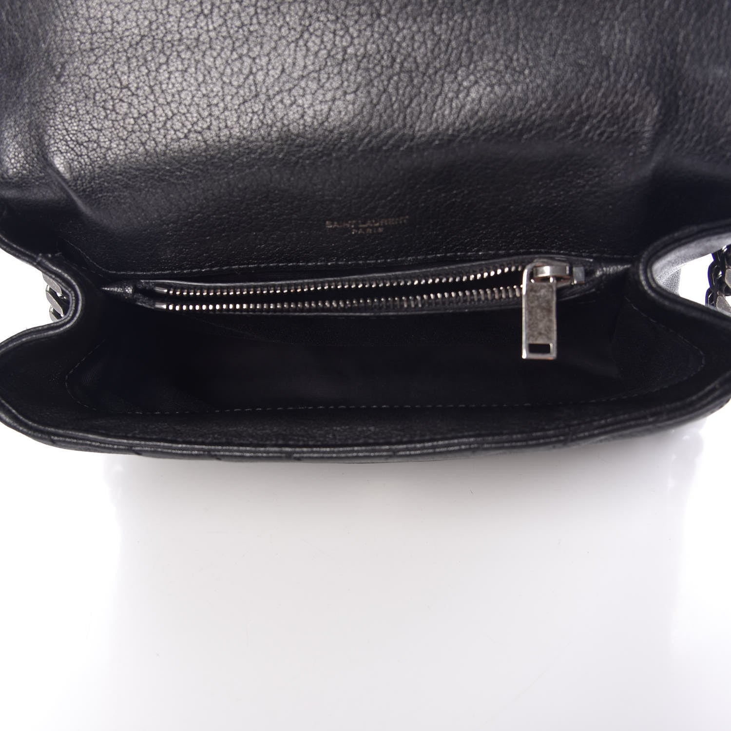 Saint Laurent Sheepskin Matelasse Chevron Monogram Medium College Bag Black 5 of 8