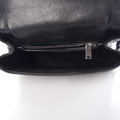 Saint Laurent Sheepskin Matelasse Chevron Monogram Medium College Bag Black 5 of 8
