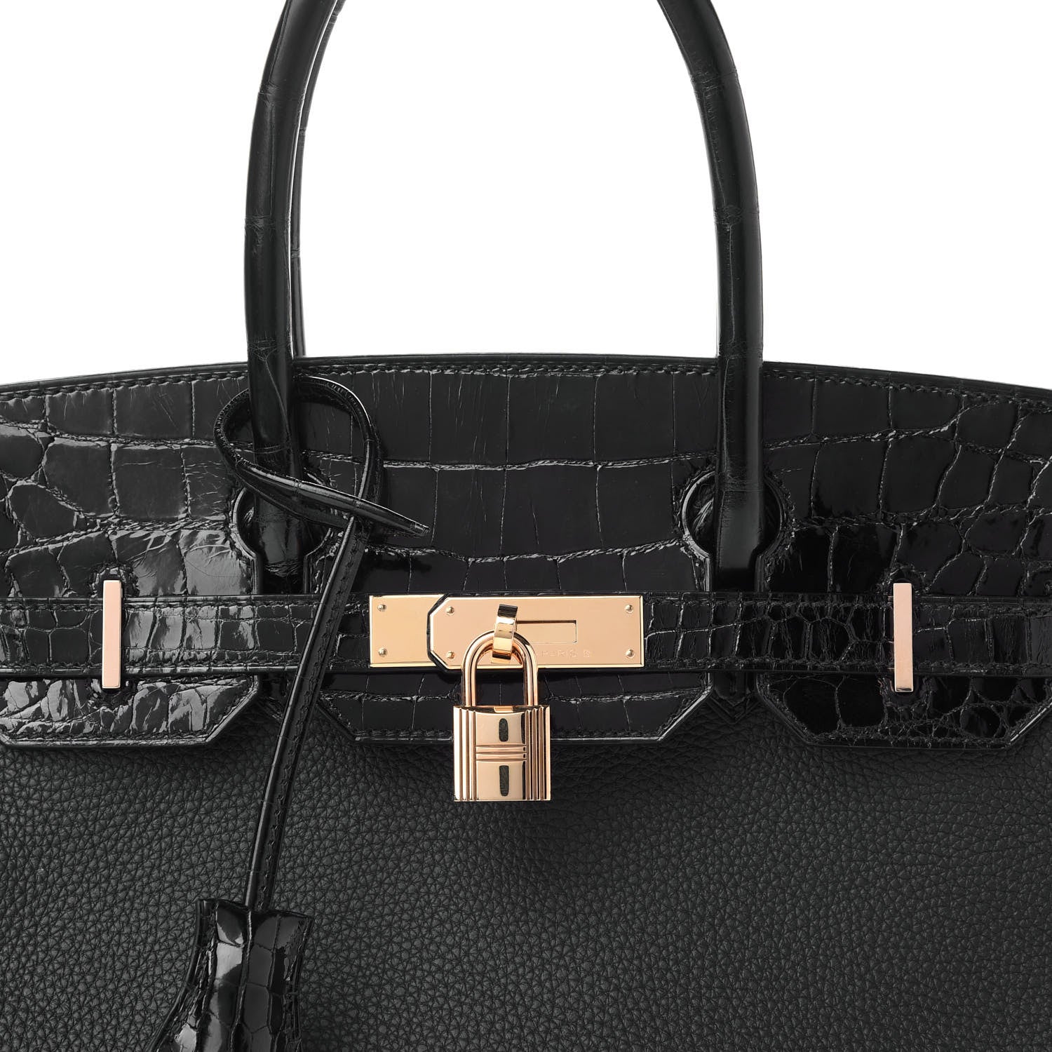 Hermes Togo Shiny Niloticus Crocodile Birkin Touch 30 Black 9 of 12