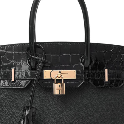 Hermes Togo Shiny Niloticus Crocodile Birkin Touch 30 Black 9 of 12