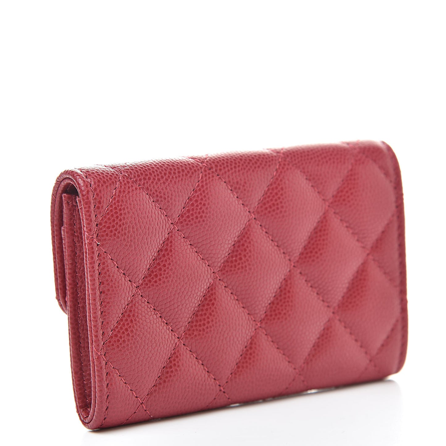 Caviar Quilted Flap Card Holder Pink