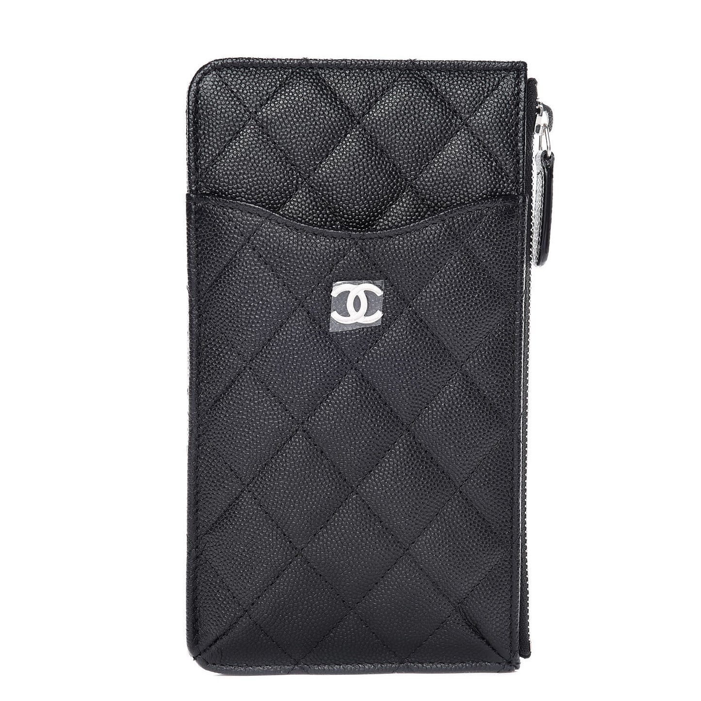 Caviar Quilted Classic Flat Wallet Pouch Black