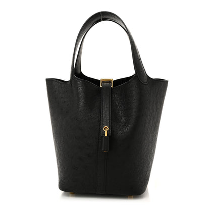 Hermes Ostrich Picotin Lock 18 Black 2 of 21