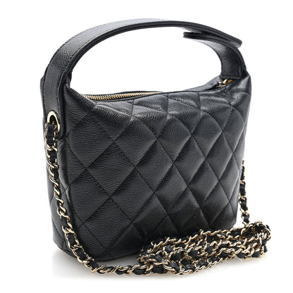 Chanel Caviar Quilted Hobo Clutch With Chain Black 3 of 11