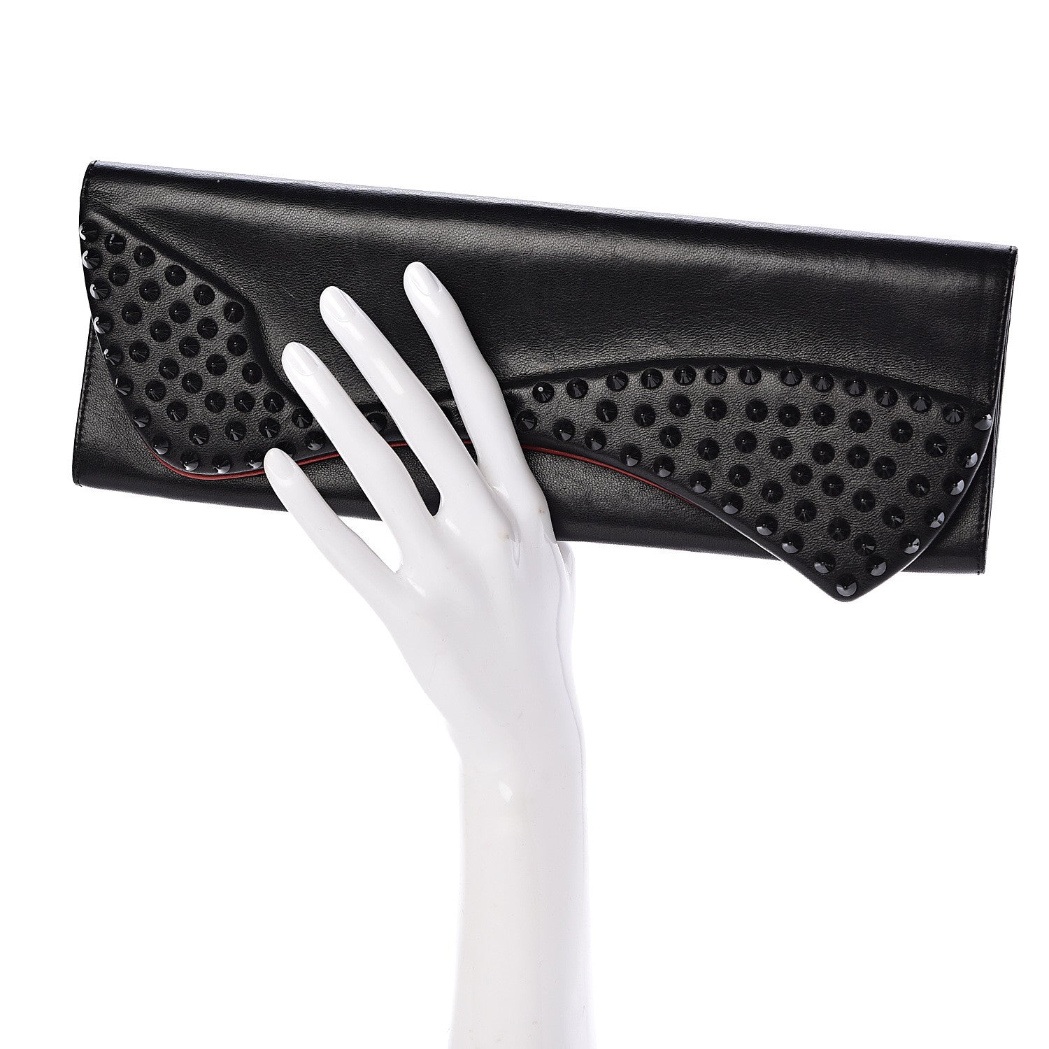 Christian Louboutin Calfskin Spikes Pigalle Clutch Black 2 of 6