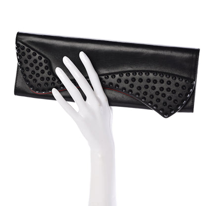 Christian Louboutin Calfskin Spikes Pigalle Clutch Black 2 of 6