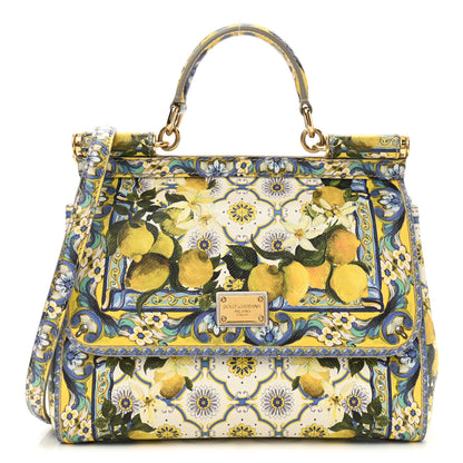 Dolce & Gabbana Dauphine Lemon Print Medium Miss Sicily Satchel Multicolor 1 of 13