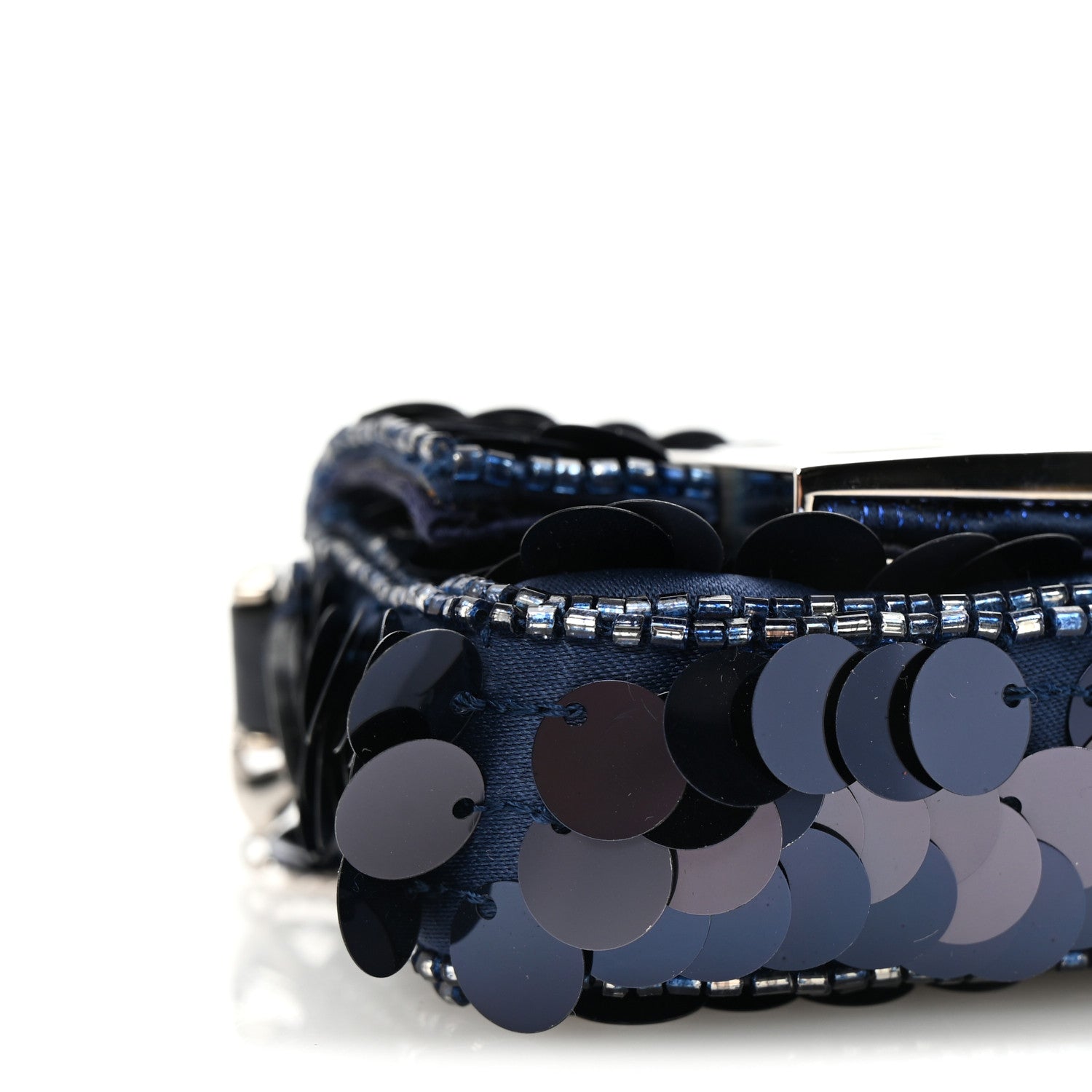 Fendi Sequin Paillettes Shiny Nappa Sex and the City Nano Maxi Buckle Baguette Charm Blue 8 of 9