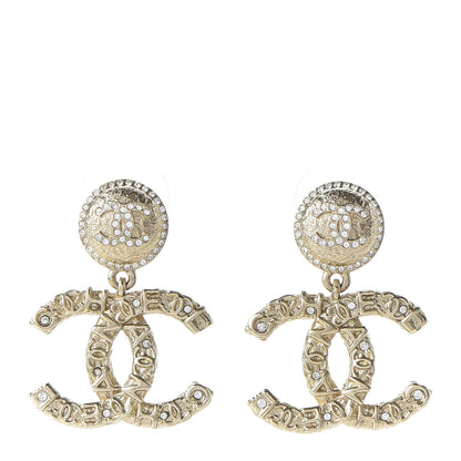 Chanel Crystal CC Drop Logo Earrings Gold 1 of 5