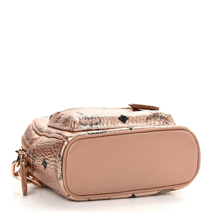MCM Metallic Visetos Studded X-Mini Bebe Boo Backpack Champagne Gold 4 of 11