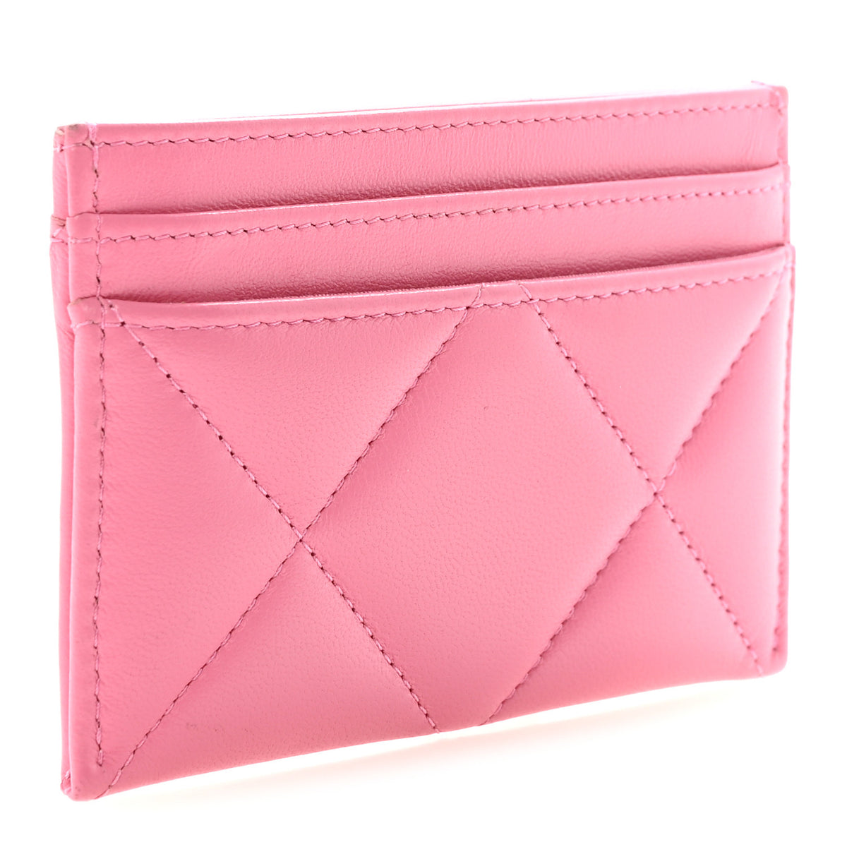 Chanel Lambskin Quilted Chanel 19 Card Holder Pink 3 of 9