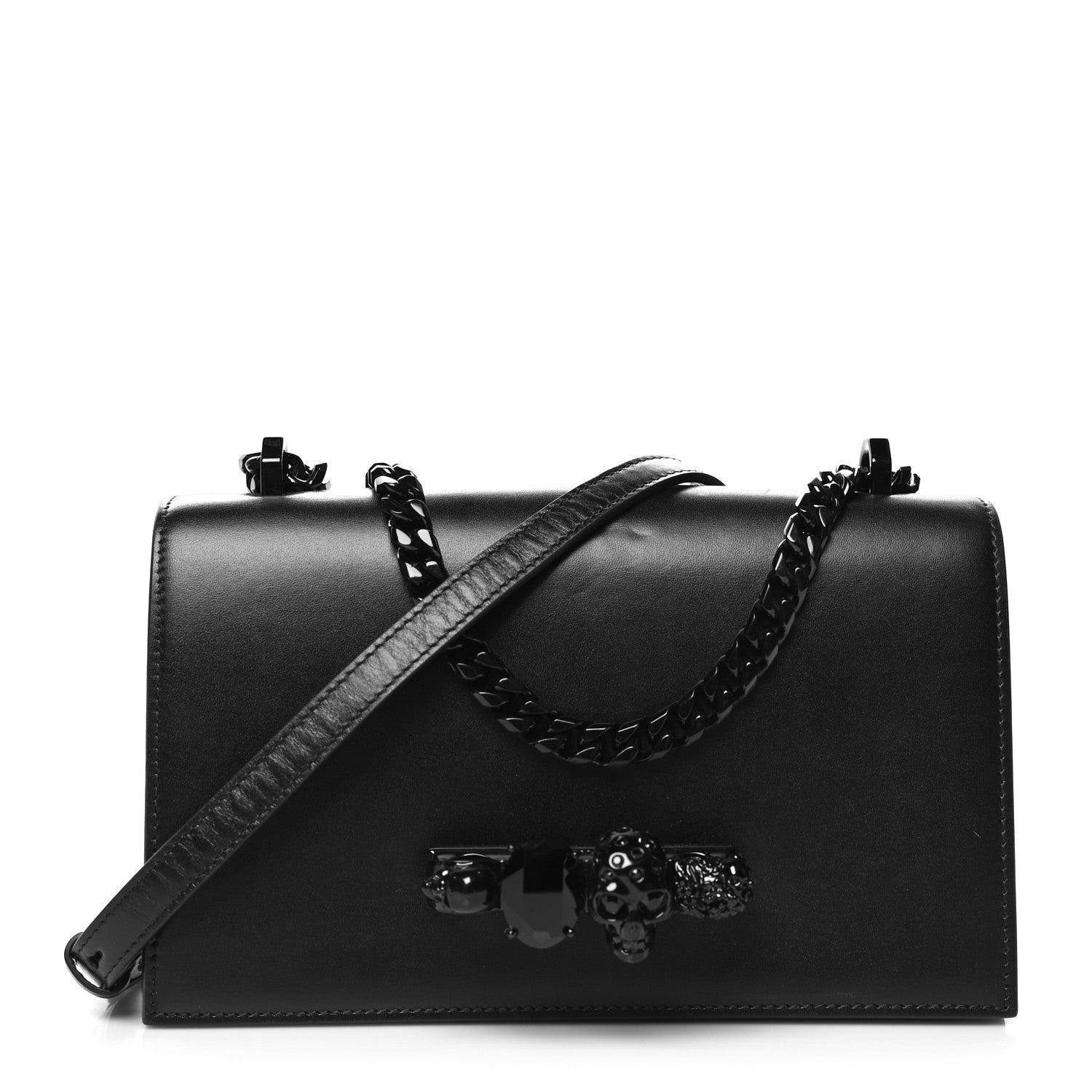 Alexander McQueen Calfskin Knuckle Shoulder Bag Black 1 of 10