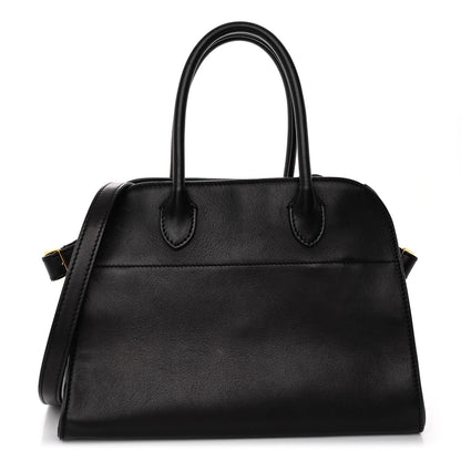 The Row Polished Saddle Calfskin Soft Margaux 10 Bag Black 1 of 9