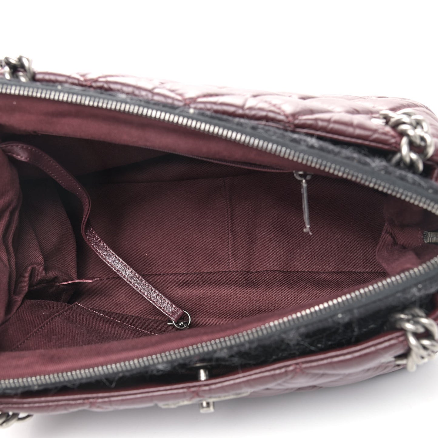 Aged Calfskin Quilted Tweed Portobello Tote Burgundy