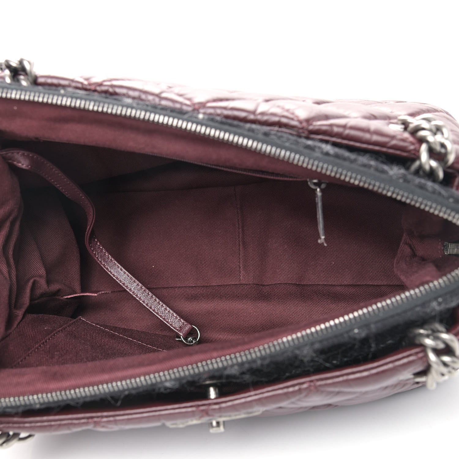 Chanel Aged Calfskin Quilted Tweed Portobello Tote Burgundy 4 of 10
