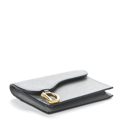 Christian Dior Grained Calfskin Saddle Card Holder Gray 4 of 9