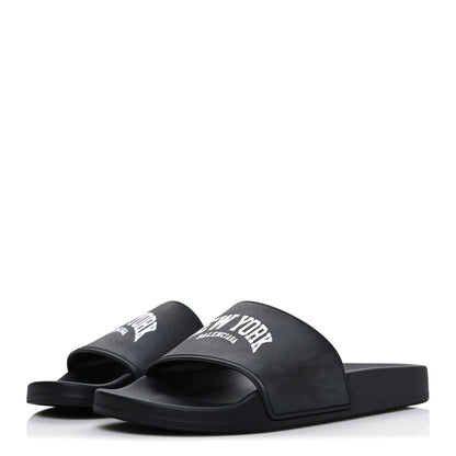 Balenciaga Rubber New York Womens Pool Slide Sandals 39 Black 4 of 10