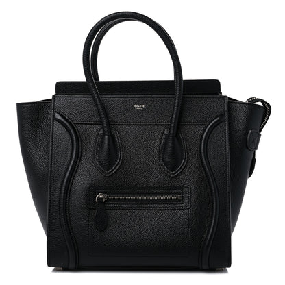 Celine Drummed Calfskin Micro Luggage Black 1 of 10