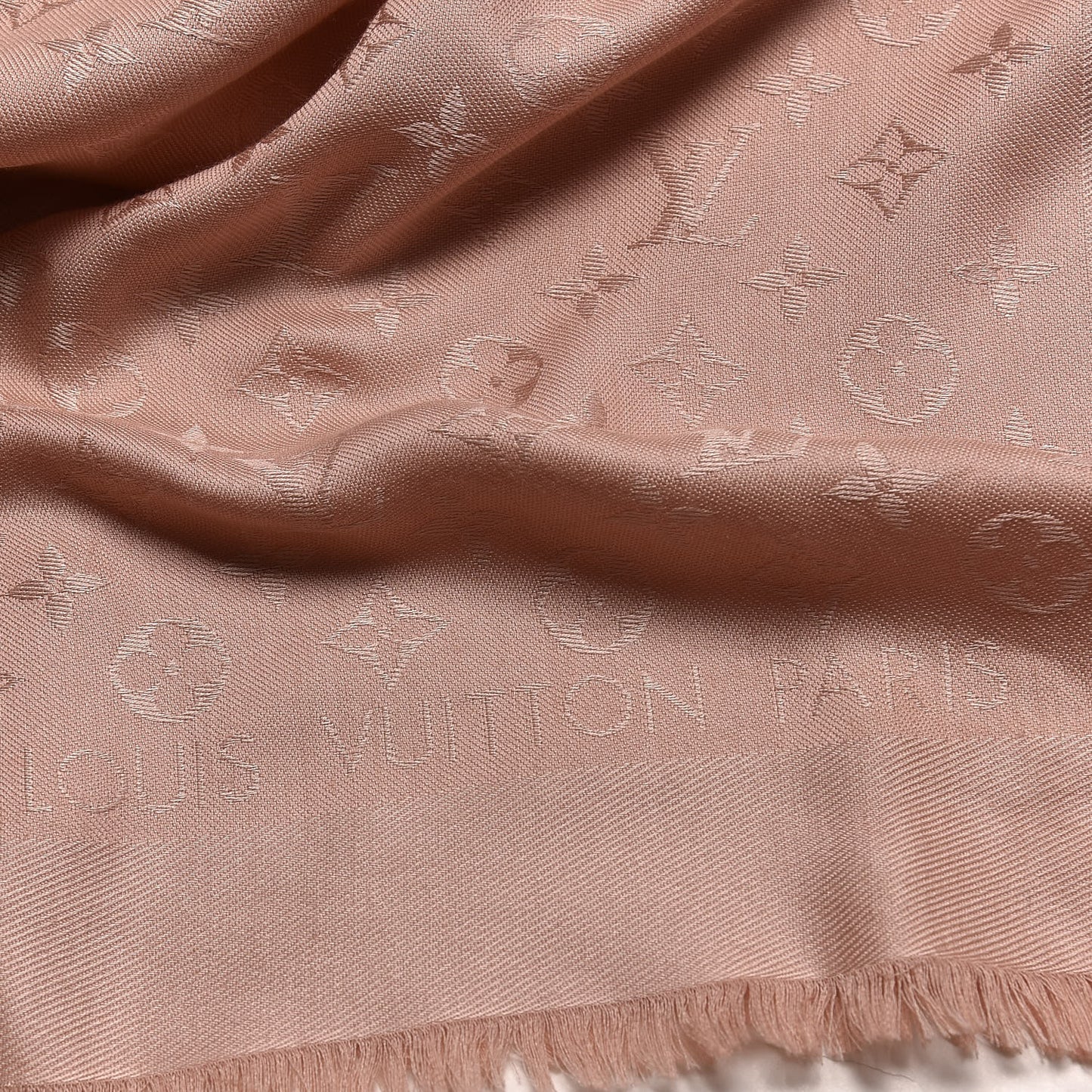 Silk Wool Monogram Shine Shawl Rose