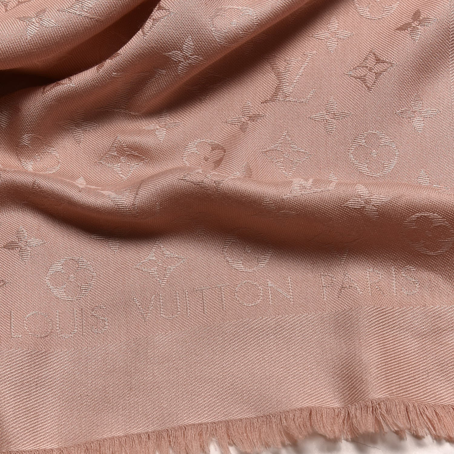 Louis Vuitton Silk Wool Monogram Shine Shawl Rose 3 of 4